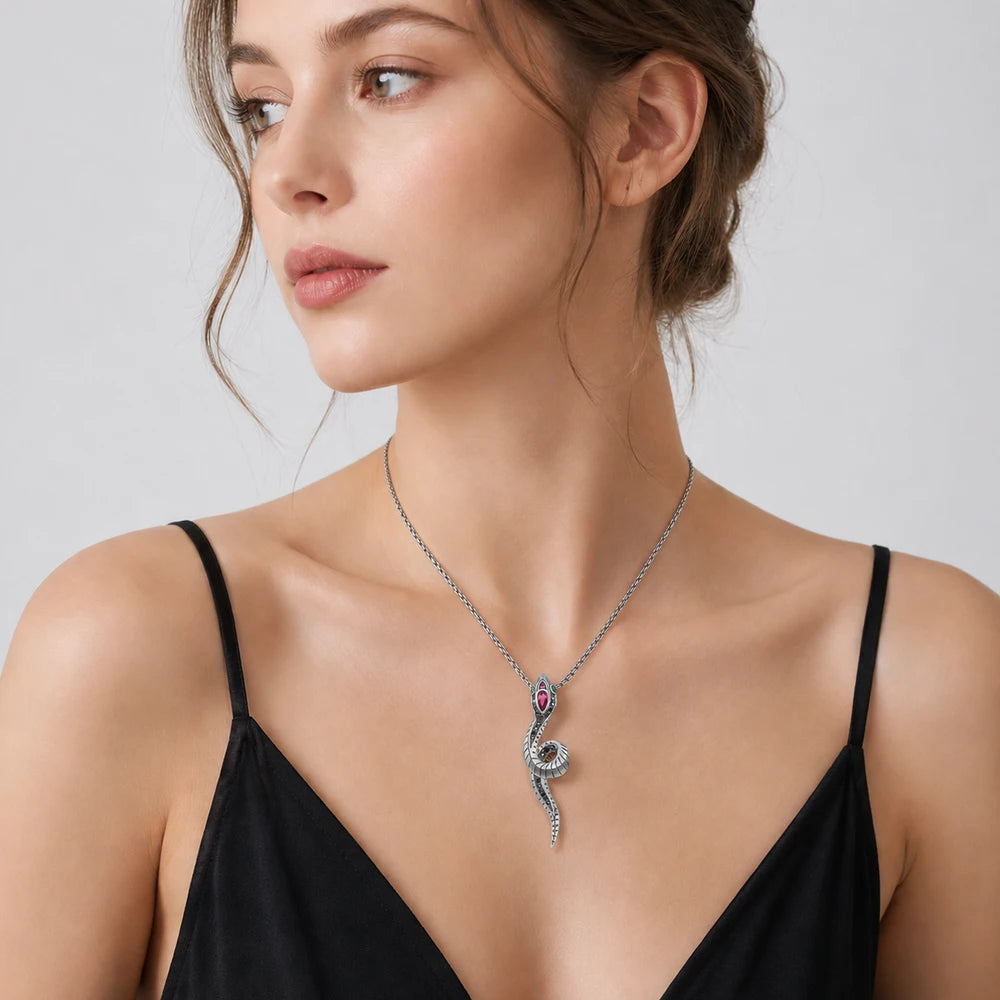 Damen-Charm-Anhänger Schlange Vintage Glück aus Sterlingsilber