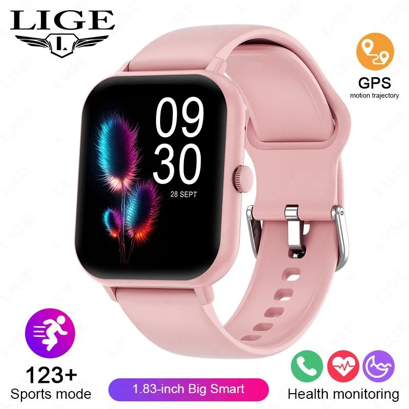 LIGE Multifunktions-Smartwatch für Männer und Frauen, Bluetooth, Anruf, Nachricht, Erinnerung, Sport, Schritt, Kalorien, Smartwatch, Weihnachtsarmband