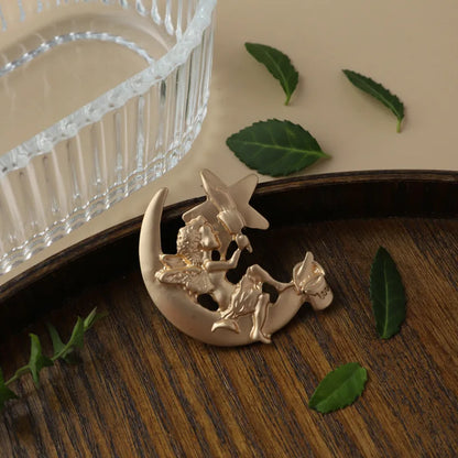 Brosche Fee Hase Perle Goldfarbig Barock Vintage Unisex Kleidung Pin