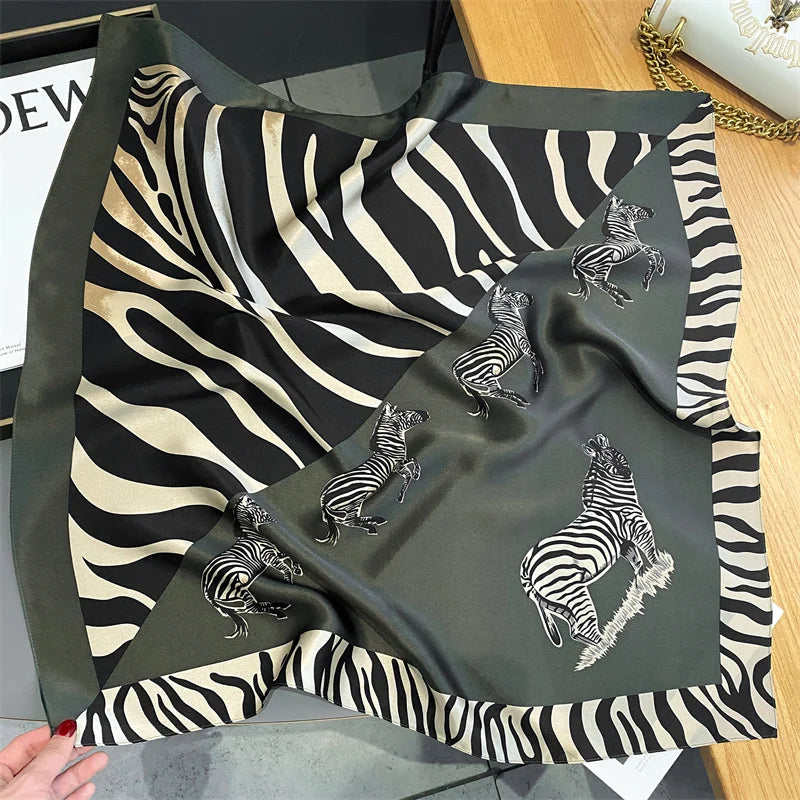 Damen Seidenschal quadratisch 70cm Halstuch Bandana Hijab Pashmina