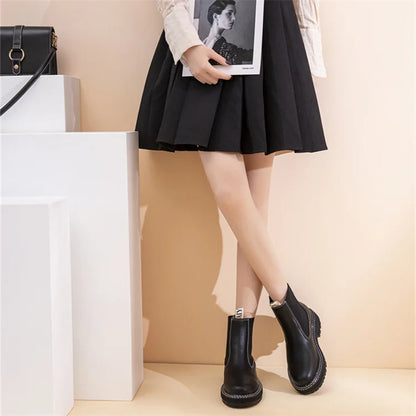Women Winter Boots Sued Genuine Leather  New Fashion British Style Women Chelsea Boots Large Size 41　42　43 Female Ankle Boots
