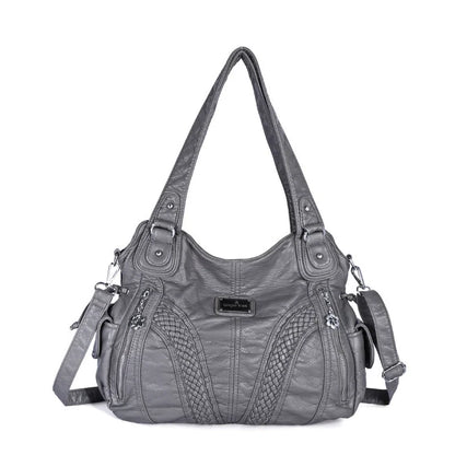 Damen-Schultertasche aus PU mit Mehrfachfächern, Reißverschluss und geräumigem Innenraum