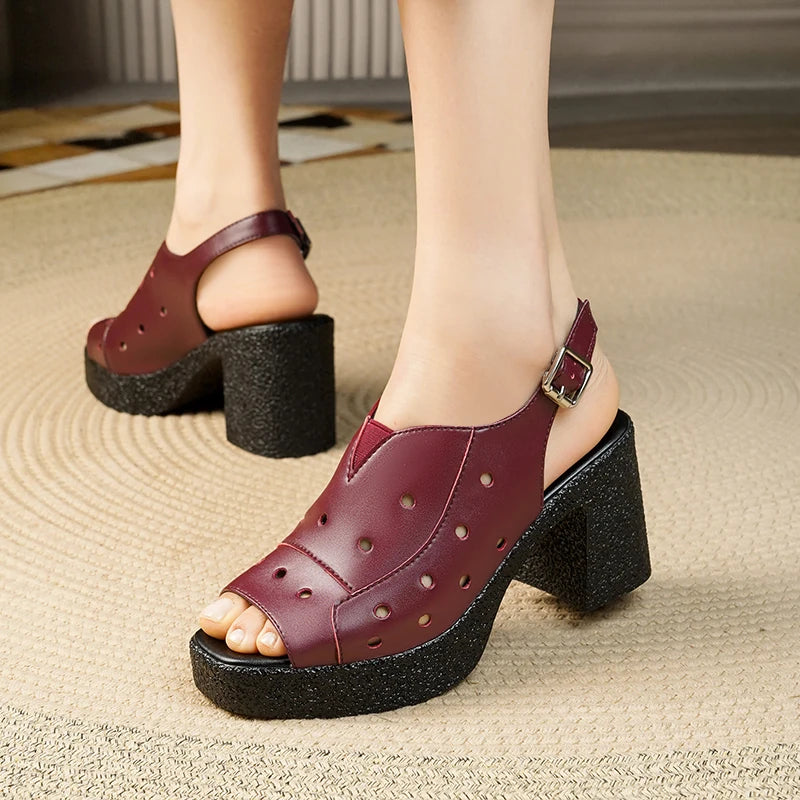 AIYUQI Damen-High-Heels-Sandalen aus echtem Leder, 2025, neue Plattform, weibliche Sommersandalen, Fischmaul-Sandalen für Damen