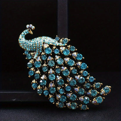 Brosche Pfau Kristall Emaille Tier Anstecknadel Damen