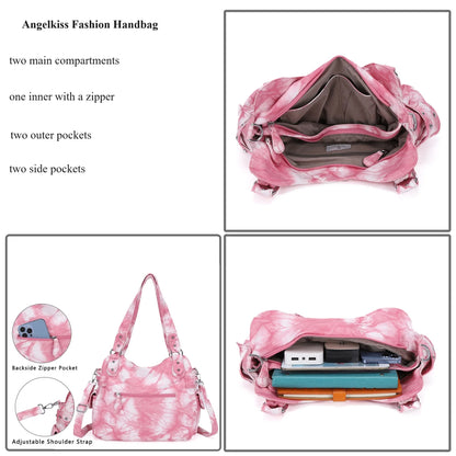 Damen-Handtasche aus PU mit Reißverschluss und Mehrfachfächern, ideal für Alltag und Freizeit, Innenfutter aus Polyester