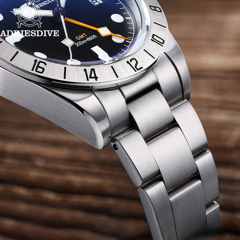 Herren GMT Luxus-Quarzuhr 200m Edelstahl BGW9 Super Leuchtzeiger