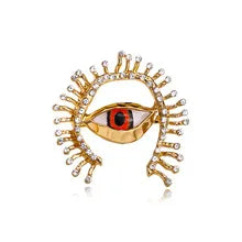 Brosche Emaille Kristall Auge Anhänger Perle Palast Vintage Unisex