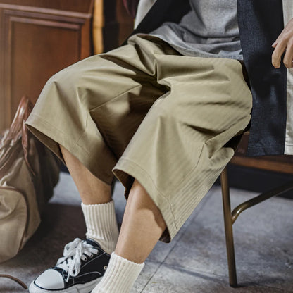Herren Shorts im Vintage-Stil mit breitem Bein und elastischer Taille