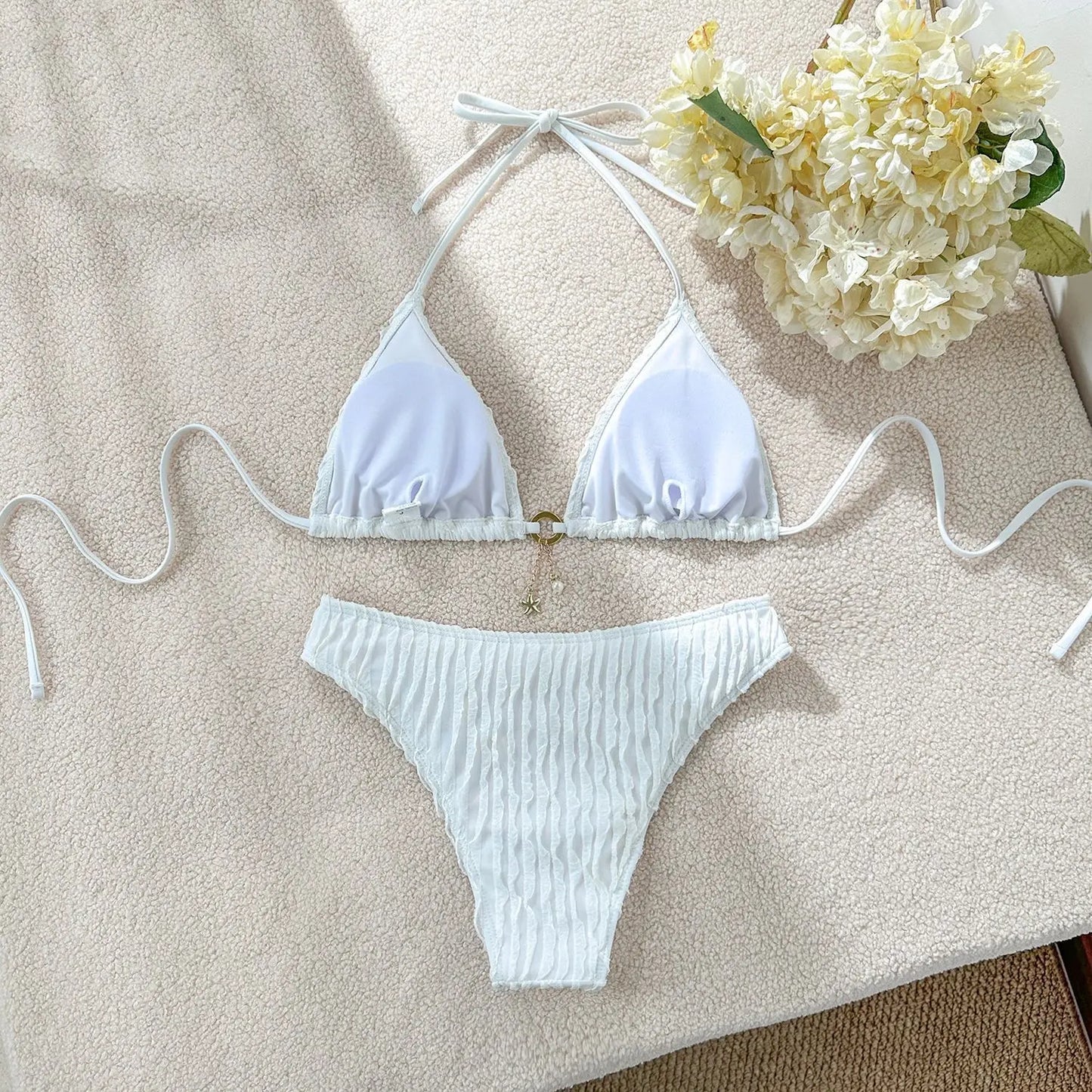 Sexy Bikini-Set mit Strasssteinen – Push-up Badeanzug für Damen