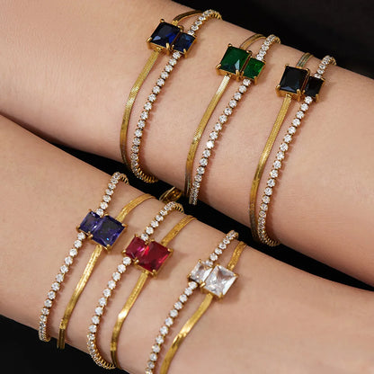 Damen-Armband Baguette-Zirkonia Doppelschicht