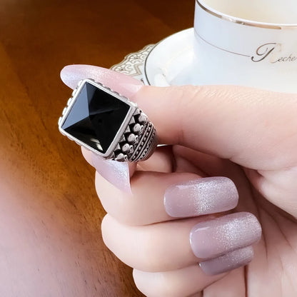 Damen-Ring Cocktail Ethno-Schädel schwarz aus Sterlingsilber