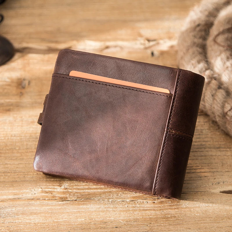 Herren Echtleder Geldbörse Bifold Vintage RFID Kartenhalter Geldclip Münzfach Reise