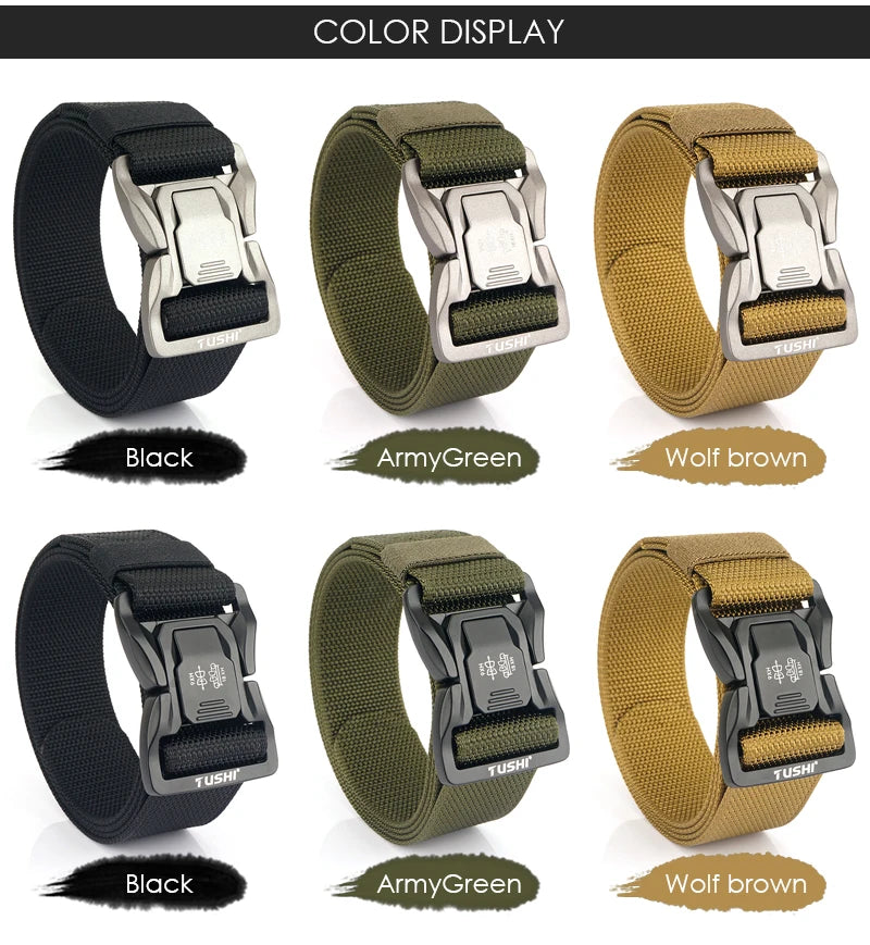 VATLTY New 4.3cm Tactical Outdoor Belt Tight Nylon Aluminum Buckle Quick Release Men's Military Belt Casual Wide Waistband Male