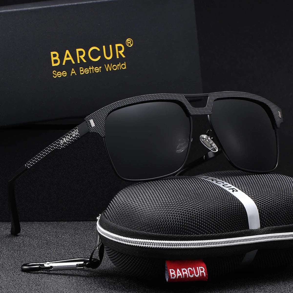 Sonnenbrille quadratisch großer Rahmen Edelstahl polarisiert Unisex