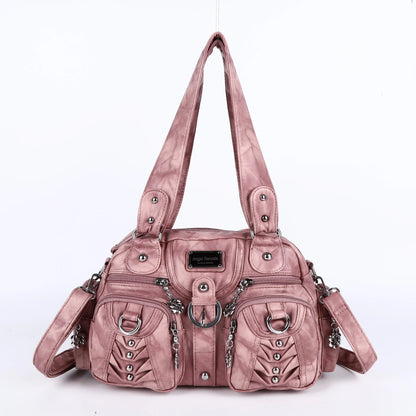 Damen-Satchel-Handtasche aus PU-Leder mit Reißverschluss und viel Stauraum für Alltag und Freizeit