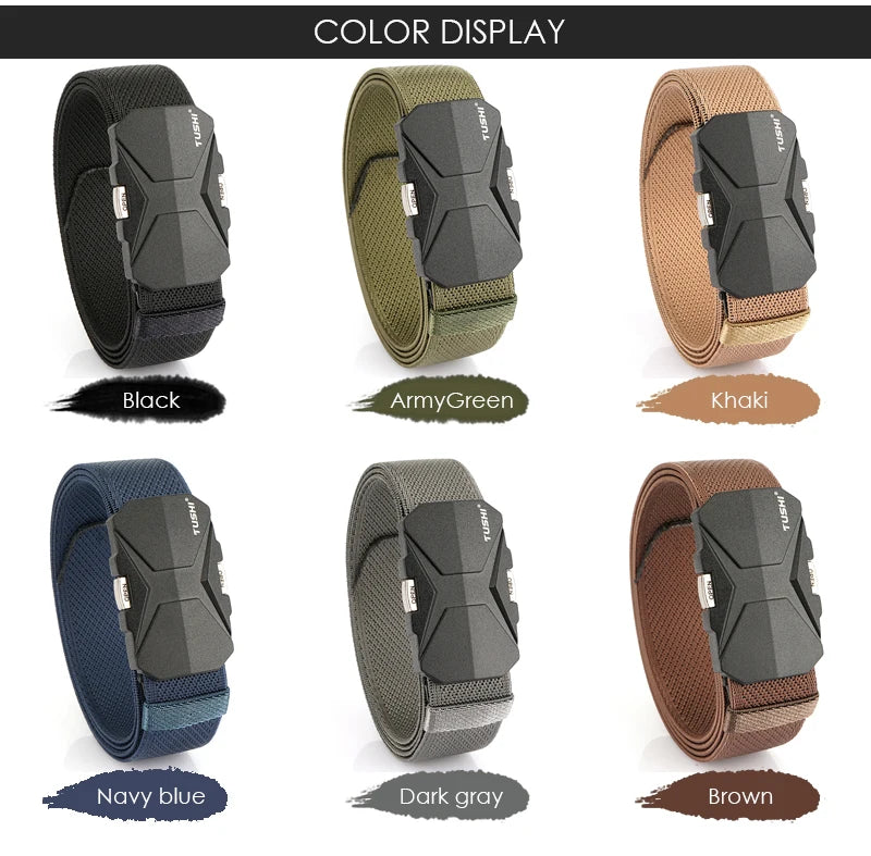 Herren-Gürtel Aus Nylonband Elastisch Mit Schnellverschluss Und Matte Metall-Schnalle Für Outdoor