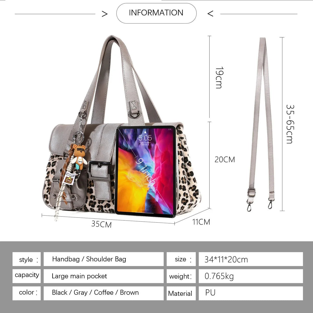 Damen-Umhängetasche aus Kunstleder Leoparddruck Bronze Crossbody-Tasche mit großem Fassungsvermögen