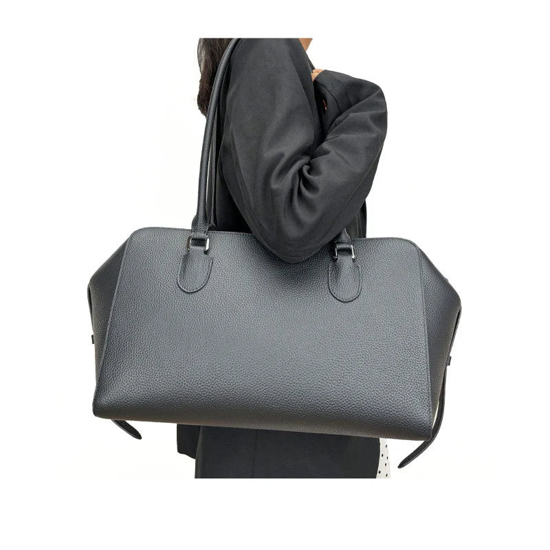 Top-Handle-Tasche aus Oberleder | Große Kapazität, Arbeitsbegleiter