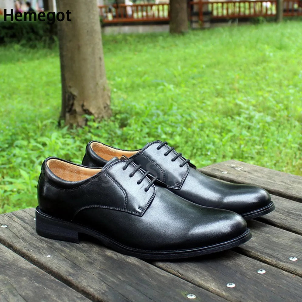 Black Leather Lace-Up Men's Shoes Business Formal Shoes Wear-Resistant Breathable Solid Color Dress Shoes Handmade Men's Shoes