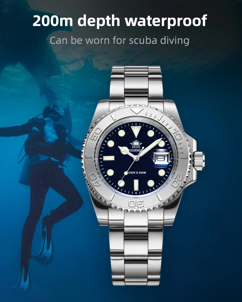 ADDIESDIVE 41mm reloj hombre Watch For Men 20Bar Diving 316L Stainless Steel Montre Homme BGW9 Super Luminous Quartz Watches