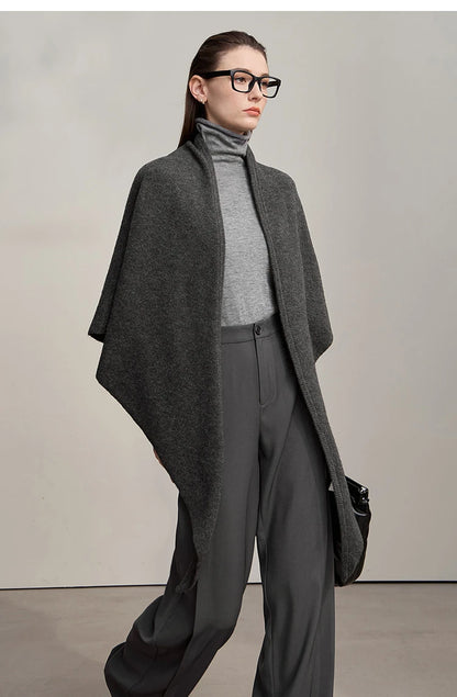 Damen V-Ausschnitt Strickkleid A-Linie ärmellos Herbst-Winter