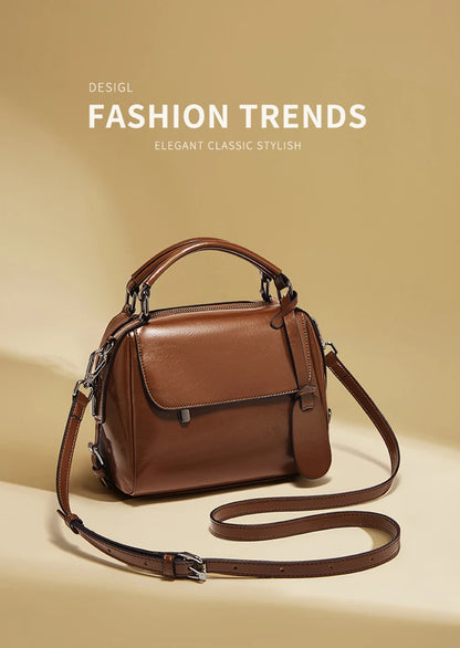 Damen Handtasche aus Spaltleder im Retro-Luxus-Design als Umhängetasche