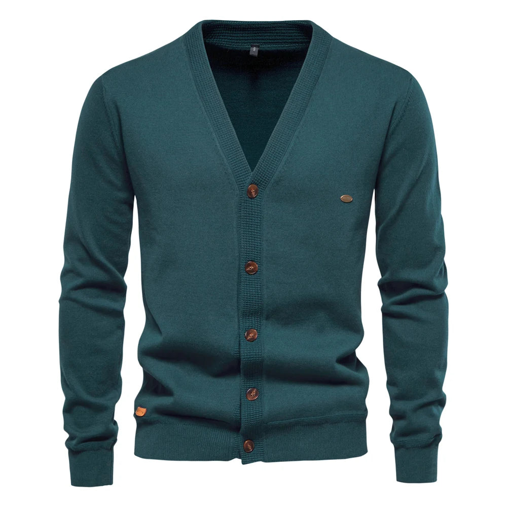Herren Cardigan Sweater aus hochwertiger Baumwolle im lässigen einfarbigen Design