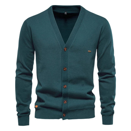 Herren Cardigan Sweater aus hochwertiger Baumwolle im lässigen einfarbigen Design