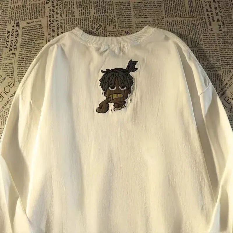 Herren-Pullover mit O-Ausschnitt und Cartoon-Print – warmes, modisches Design für Herbst und Winter