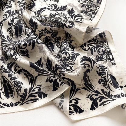 Damen Seidenschal Twill Floral Hijab Luxus Kopftuch Bandana Stirnband quadratisch