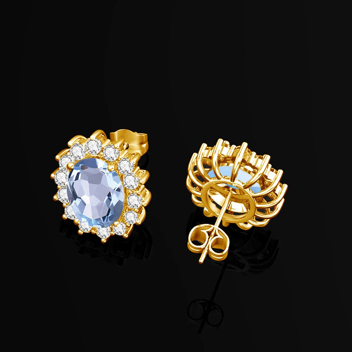 Damen-Schmuckset Aquamarin Anhänger und Ohrringe aus 925 Silber mit ovalem Stein 8x10 mm
