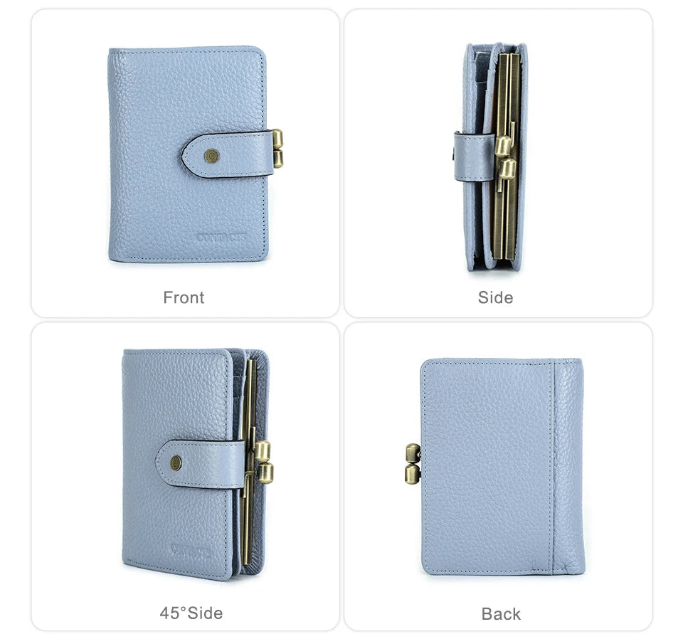 Damen Echtleder Geldbörse Vintage Metallrahmen Kartenhalter Münzbörse Luxus