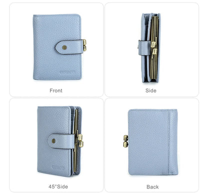 Damen Echtleder Geldbörse Vintage Metallrahmen Kartenhalter Münzbörse Luxus