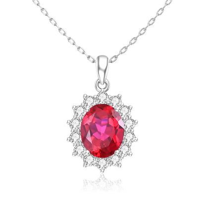 Damen-Halskette aus Sterlingsilber 925 mit ovalem Aquamarin-Anhänger, 5 Karat, Luxuriöses Valentinstagsgeschenk