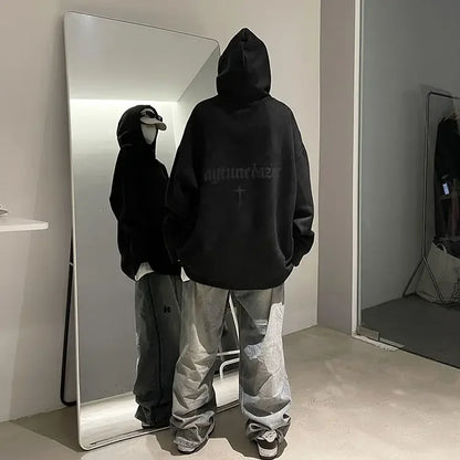 Lässiger Herren-Hoodie mit Rundhalsausschnitt und Vintage-Cartoon-Print – ideal für Herbst und Winter