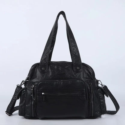 Damen-Satchel-Tasche Mit Top-Griff Und Reißverschluss Aus PU-Leder Mehrfach-Innenfächer