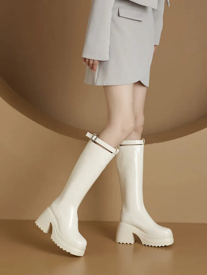 Damen Reiterstiefel im Römischen Stil mit 10 cm hoher Ferse