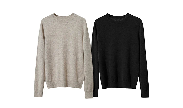 AMII Damenpullover, langärmelig, in Beige und Schwarz