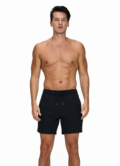 Lange Herren-Shorts aus Polyester mit Innenfutter und seitlicher Reißverschlusstasche – ideal für Strand und Fitnessstudio