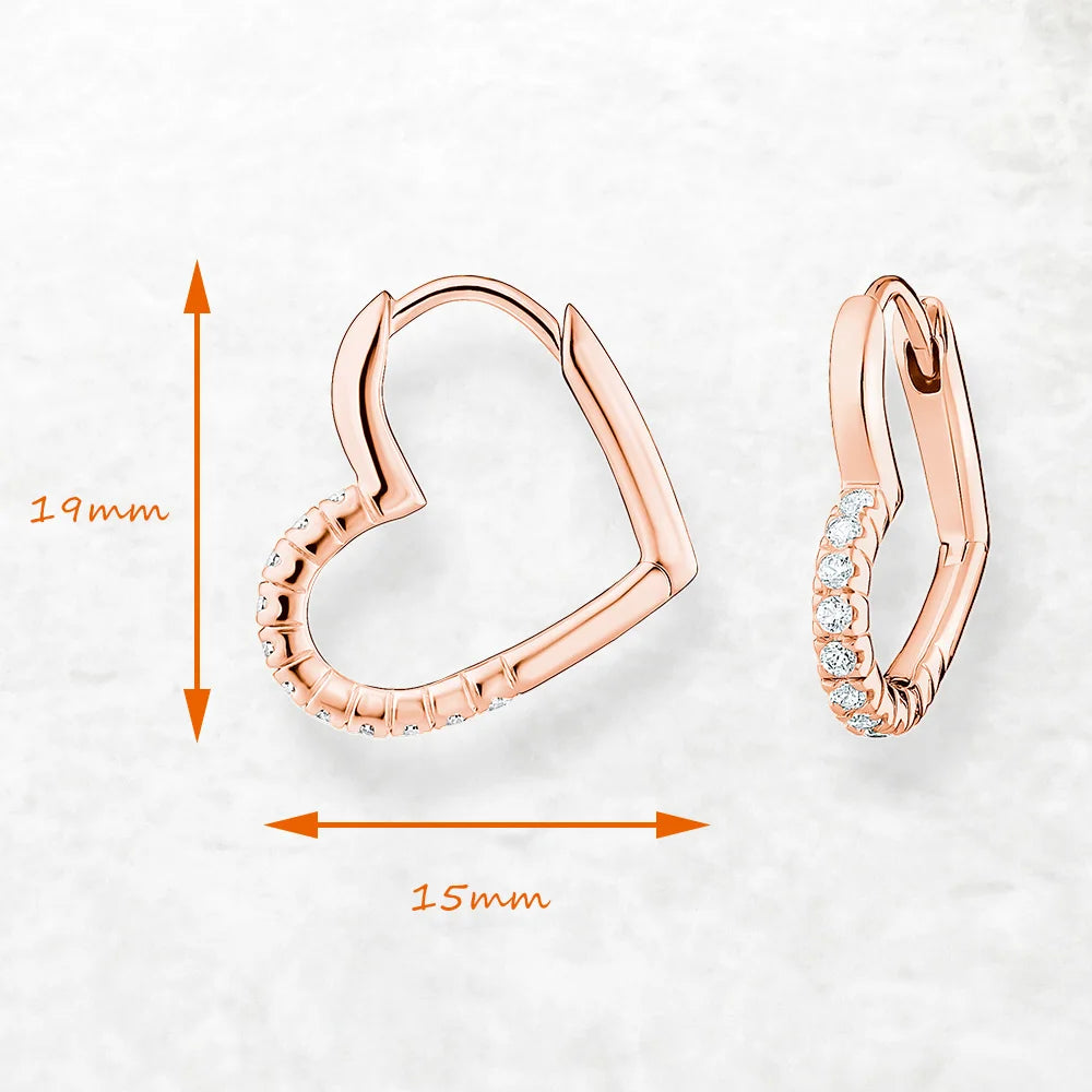 Damen-Creolen Herz Roségold romantisch Winter aus Sterlingsilber