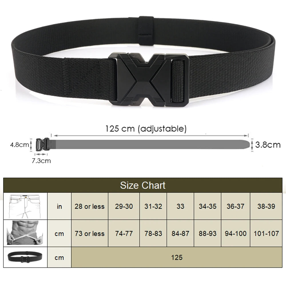 Herren-Taktischer Gürtel aus Nylon mit Elastischem Band und Schnellverschluss 3,8 cm Breite