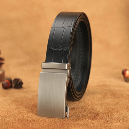 Herren Echtleder-Gürtel Business Bambusmuster 3,5 cm Automatik-Schnalle Rindsleder