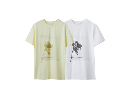 Damen T-Shirt mit minimalistischem O-Ausschnitt und Pailletten-Verzierung