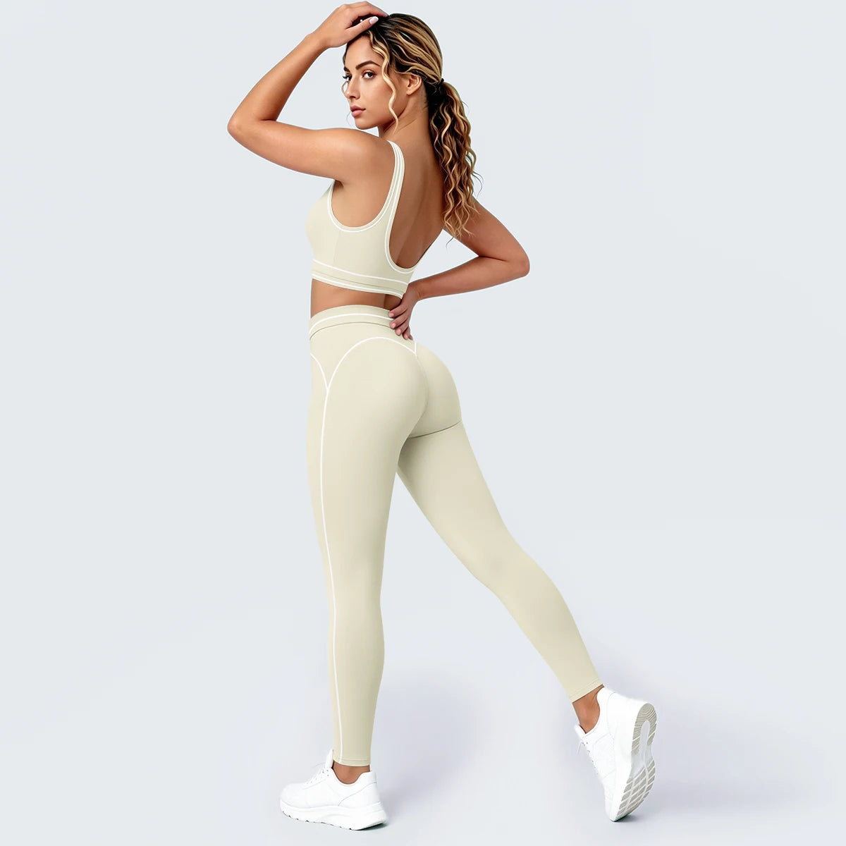 Damen Yoga Sportset Rückenfreier BH Schnell Trocknend Atmungsaktiv