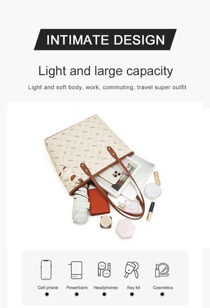 Damen-Handtasche aus PU-Leder mit großem Fassungsvermögen und vielseitiger Schulter- oder Crossbody-Trageweise