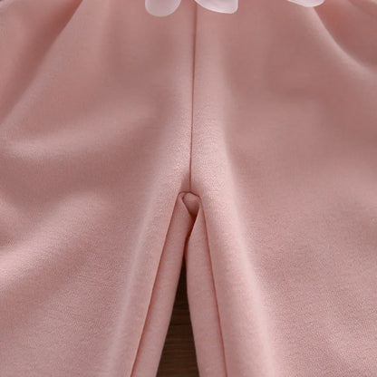 Mädchen Hoodie Set mit Bogen und breiten Beinhosen für Herbst 1-6 Jahre