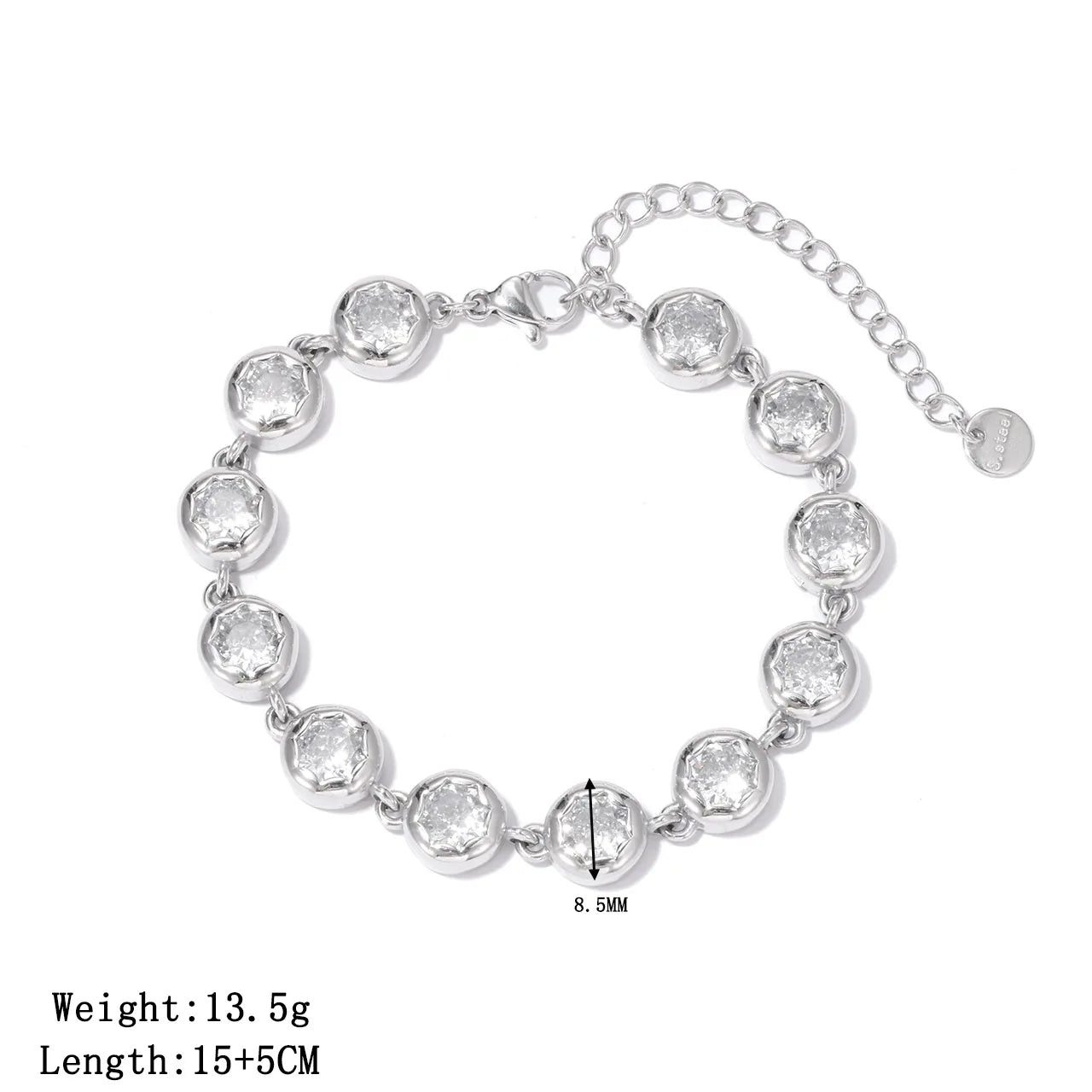 Damen-Kettenarmband mit kubischen Zirkonia aus Edelstahl