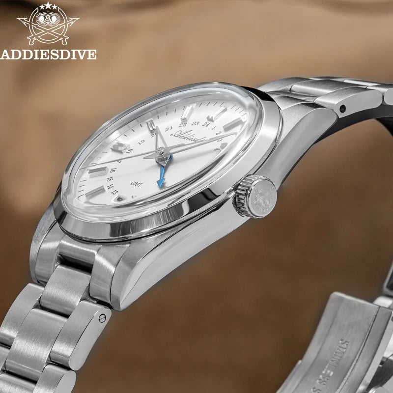 Herren-GMT-Quarzuhr mit Ronda-Werk und Bubble-Glas