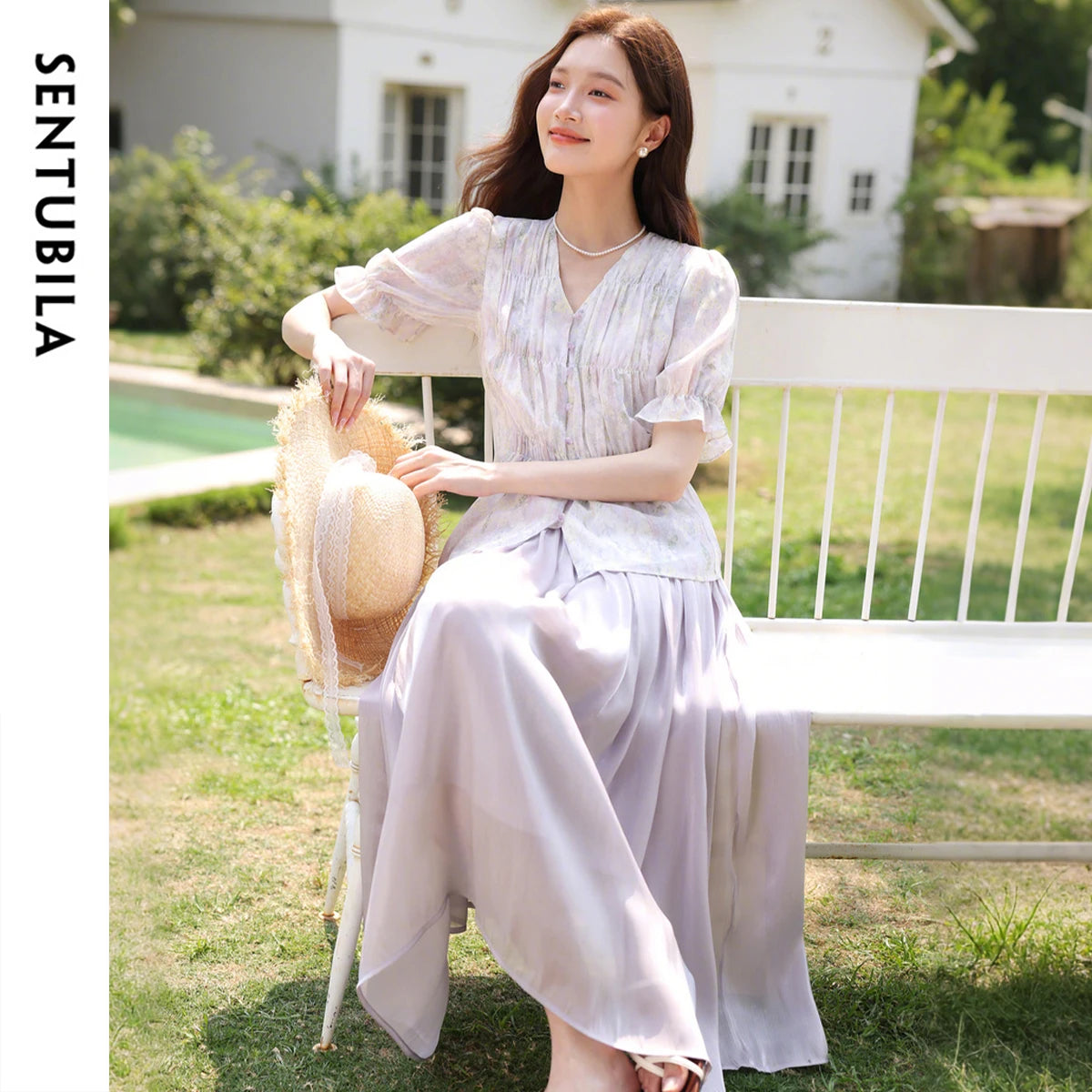Damen-Lyocell-Bluse mit Reverskragen und Druckmuster – Einreihig und Komfortabel für Frühling und Sommer