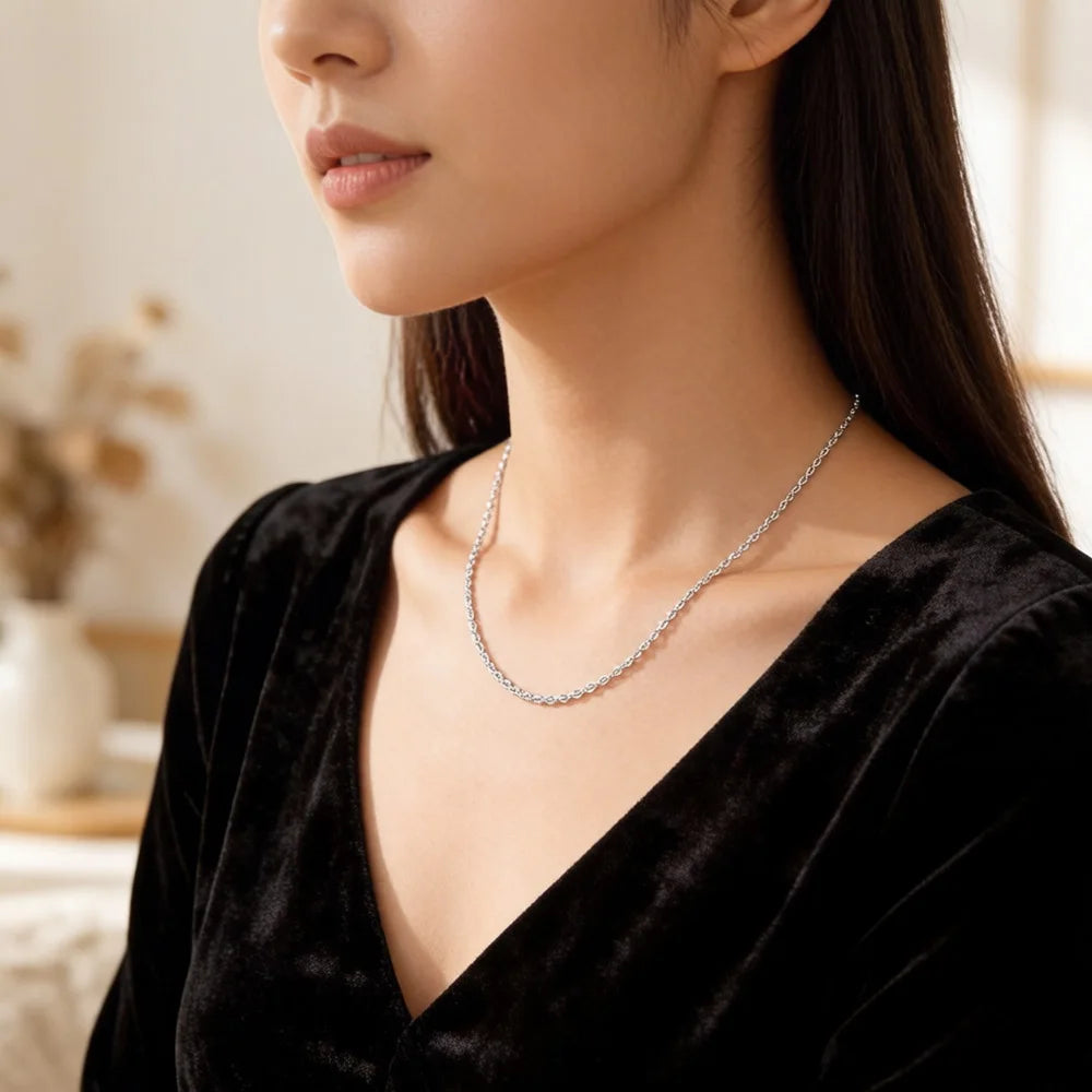 Damen-Halskette Belcher-Kette rund klassisch II aus Sterlingsilber